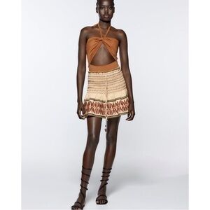 New Zara | Highrise Bohemian Style Embroidered Skirt